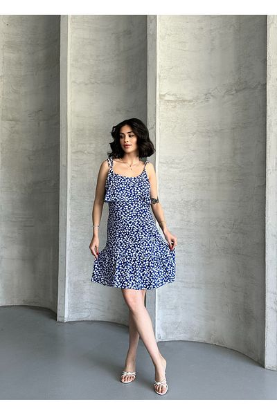 REELMODA Women's Thin Strap Skirt with Gathered Volant Cotton Dress