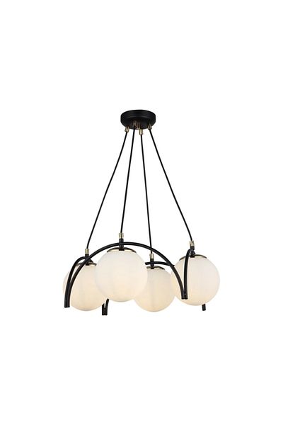 LightPlanet Black chandelier with 4 globes 4xE27 maximum 60W x4