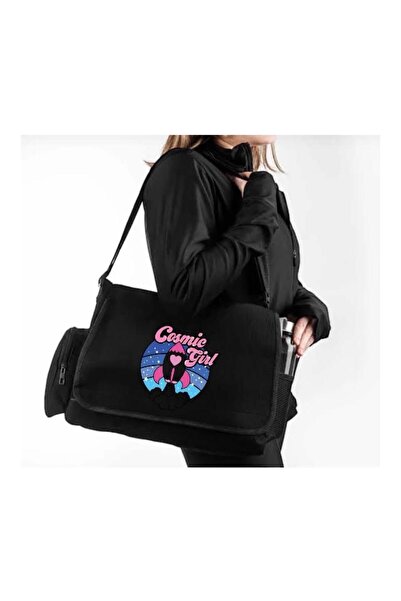 DEEFWEAR Black Cosmic Girl Printed School, Course, Dershane Messenger Bag