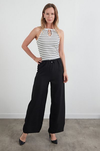 Fulla Moda Halter Neckline Body with Striped Ring Detail