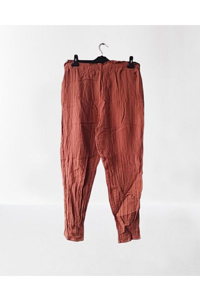 Namaste Vintage Tan Color Beli Lace-Up Pocket Muslin Pants (100% Cotton)