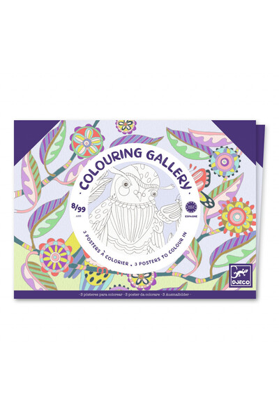 djeco Mapa cu 3 postere de colorat Pasari, Djeco, colectie unisex