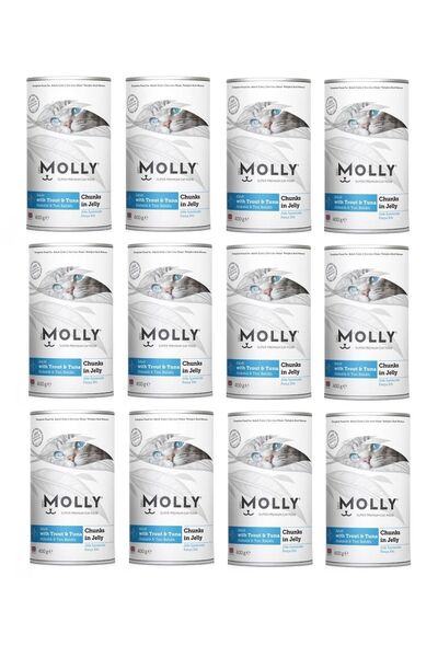 Molly Alabalıklı ve Ton Balıklı Jöleli Kedi Konservesi 400 Gr. X 12 Adet