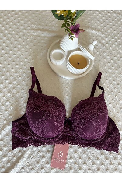 Doğan Kadın Dantelli Desteksiz Mor Sütyen