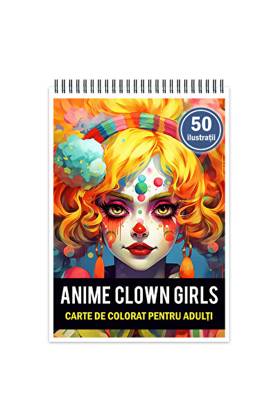 Legendary Gifts Carte de colorat pentru adulti, 50 de ilustratii, Anime Clown...