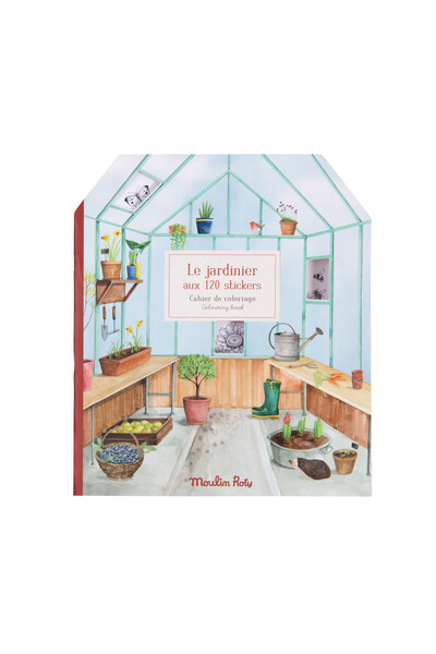 Moulin Roty Coloring book with stickers The Gardener's Book, Moulin Roty, playtime edition