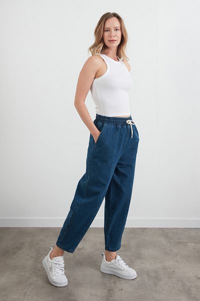 Fulla Moda Pantaloni de blugi slouchy cu talie legată