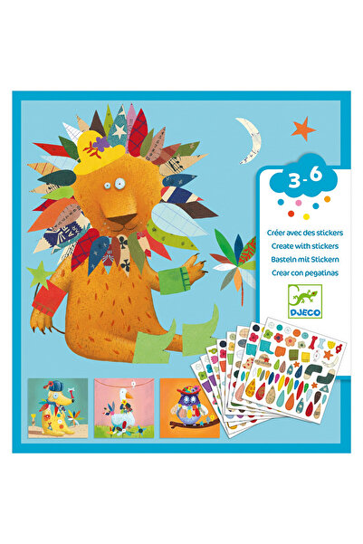 djeco Joc creativ cu stickere Creeaza animale, Djeco, editie pentru weekend