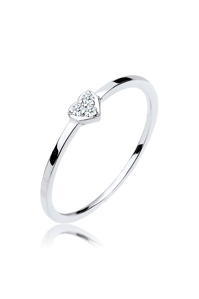 ELLI Dámsky prsteň Solitaire Symbol srdca s diamantom (0,04 CT.) zo striebra rýdzosti 925