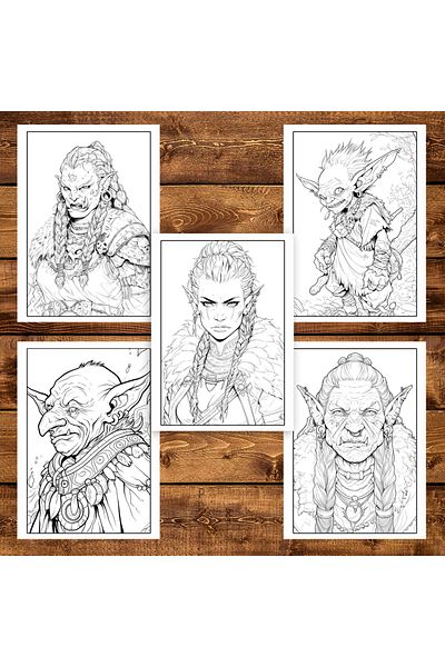 Legendary Gifts Carte de colorat pentru adulti, 50 de ilustratii, Orcs and Goblin