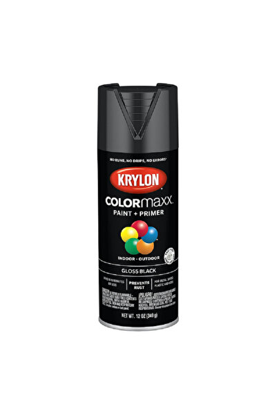 Krylon طلاء بخاخ وطبقة أساس داخلية وخارجية من Colormaxx باللون الأسود