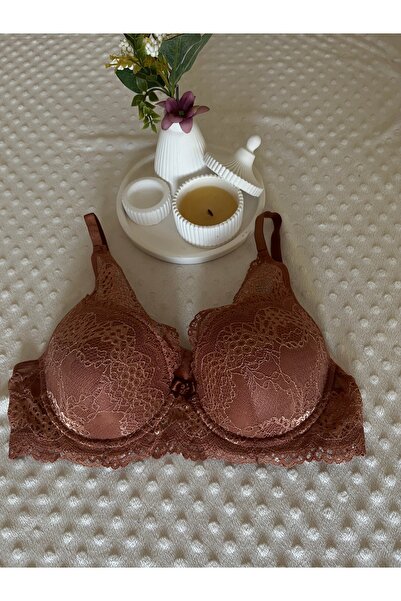 Doğan Kiremit Balenli Desteksiz Dantelli Sütyen