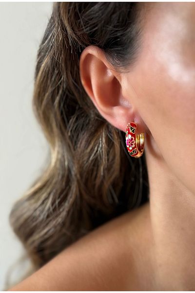 AYLAKAYA Red Steel Earrings