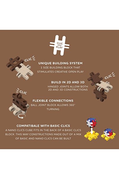 Clicstoys Clics Building Blocks for Children Wild Animals 250 Pieces, Clicformers, white