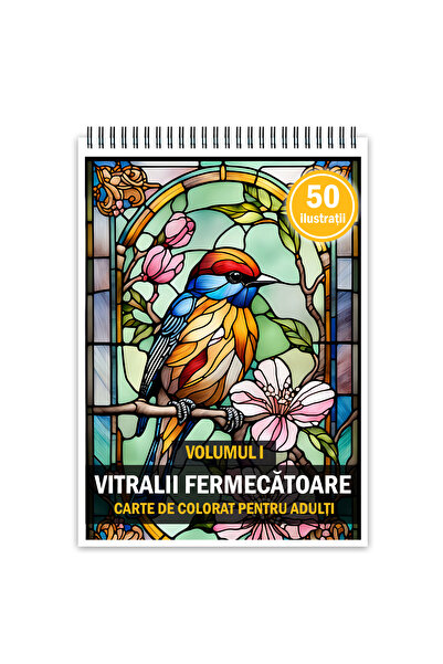 Legendary Gifts Carte de colorat pentru adulți, 50 de ilustrații, vitralii fe...