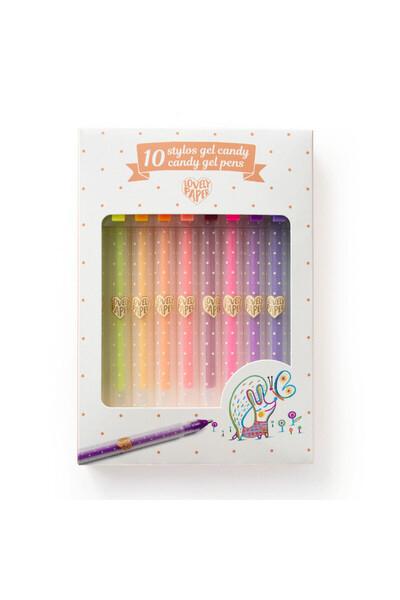 djeco Set 10 pixuri cu gel culori pastelate si neon, Djeco, editie pentru wee...