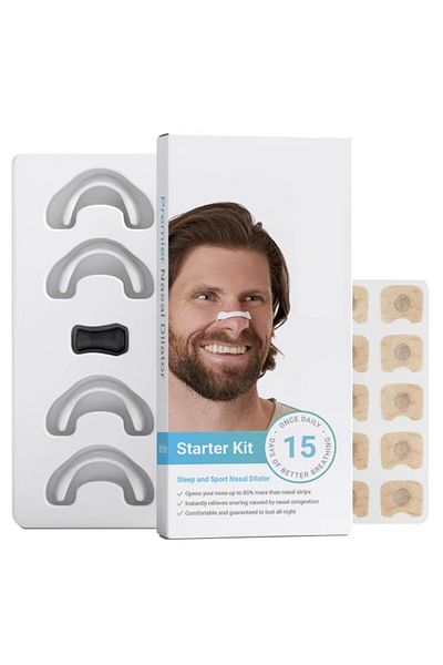 Sprise Kit dilatator nazal GOGOU®, 4 benzi, aplicator, 30 plasturi magnetici, alb