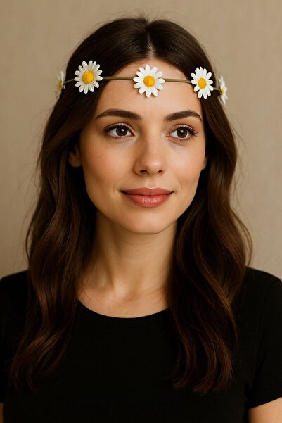 AresTokaAksesuar papatyalı çember şeklinde kadın saç tacı