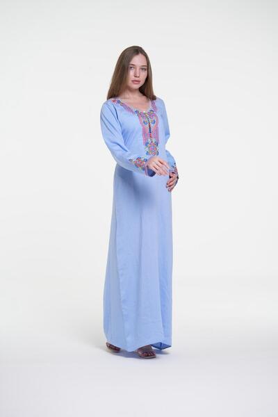 al bent al sharqieh Ladies Printed Jalabiya - Full-Sleeve crepe Dress with be...