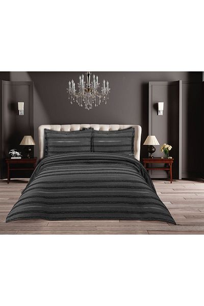 CANDAN ÇEYİZ Delux Trendline Double Pique Coverlet with Pompom 3 Piece Bedspread