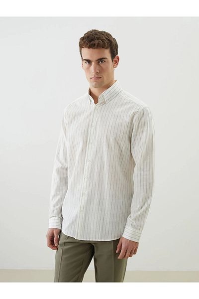 LC Waikiki Slim Fit Long Sleeve Striped Poplin Men's Shirt