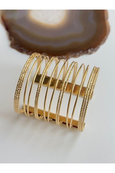 YOUES JEWELRY Steel Thick Handcuff Bracelet Women's Bracelet Unisex Gold Women's Handcuffs