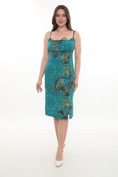 etselements Patterned Summer Dress with Tie-Up Rope Strap from the Chest 438