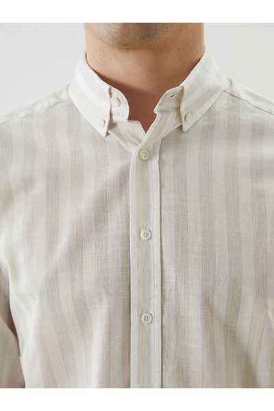 LC Waikiki Regular Fit Long Sleeve Striped Poplin Men's Shirt