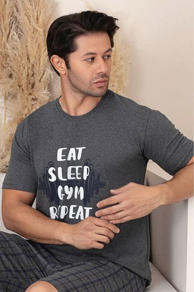 Farya Home Dreamy Cotton Pocket Patterned Short Sleeve Shorts Men's Pajama Set