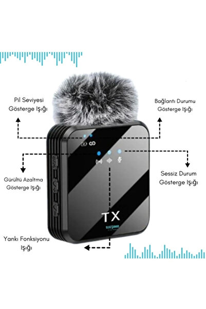 Light up Yüksek Kalite Profesyonel 3 In 1 Kablosuz Taşınabilir Yaka Mikrofonu Tüylü