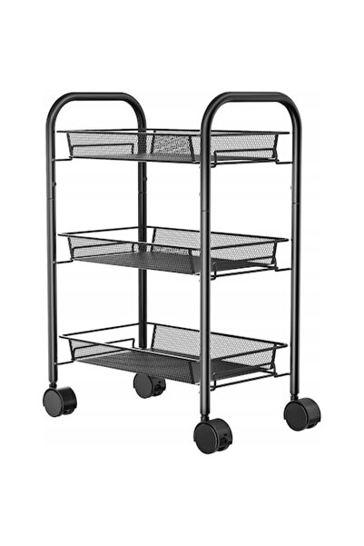 WTO Etajera cu 3 polite, Mobila, Depozitare, Bucatarie, Baie, Pe Roti, Negru,...