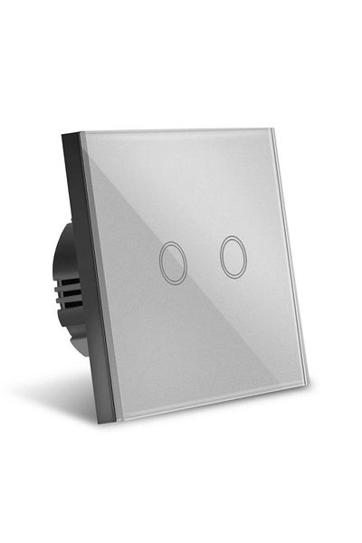 TECHSTAR Întrerupător tactil ®, sticlă securizată, design modern, iluminare LED, 2 faze, gri