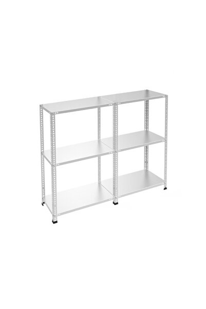RafBurada 3 Katlı Duble Galvaniz Çelik Raf - Depo, Arşiv, Kiler, Dosya, Marke...