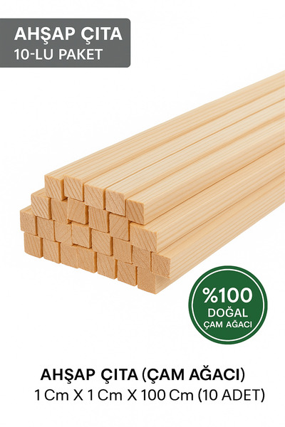 Köseoğlu Ahşap Ahşap Çıta (Çam Ağacı) 1x1x100 cm - 10’lu Paket | Doğal Ahşap ...