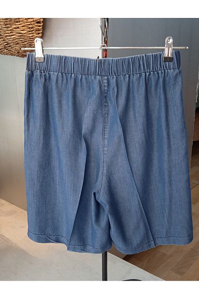 SGS Le Viva Plus Size Navy Blue Color Thin Fabric Denim Shorts with Elastic Waist