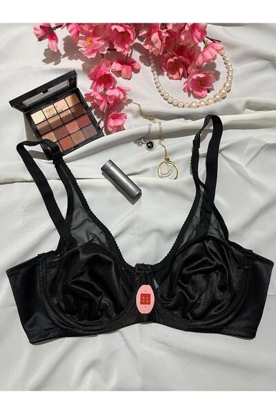 bunq Black New Pearl Model Underwire C Cup (Wired) Tulle Detailed Gathering Bra