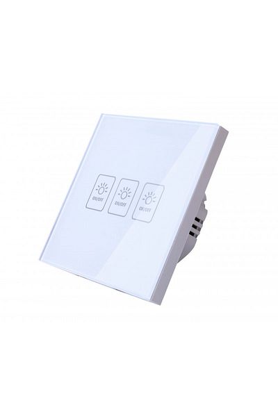 TECHSTAR ® Tg02 Touch Switch, Tempered Glass, Modern Design, Led Lighting, 3 Phases, White