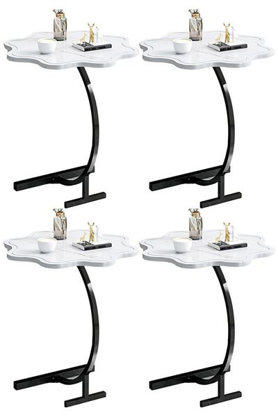 Generic 4-Pieces Modern Coffee Table C-Shaped Side Table with Wood Top in Flower Shape and Metal Frame White