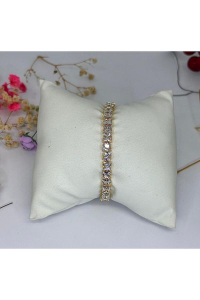 ısıkkonya Stainless Tarnish Baguette Stone Bracelet [Allergy-Free Product].