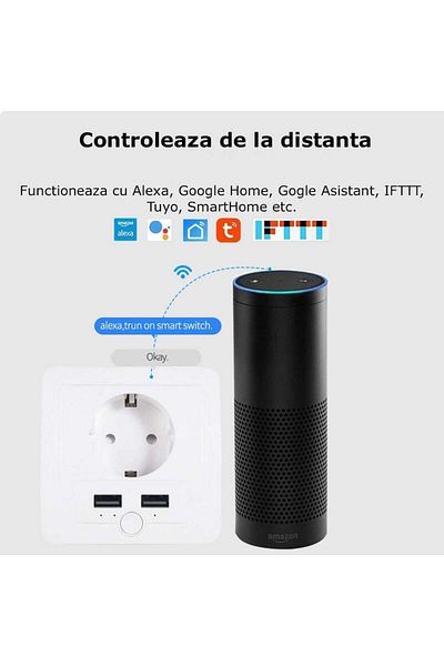 TECHSTAR Smart Techstar® M36 Built-in Socket, Wireless 2.4GHz, Smart Home, Google Home. Amazon Echo, Alexa