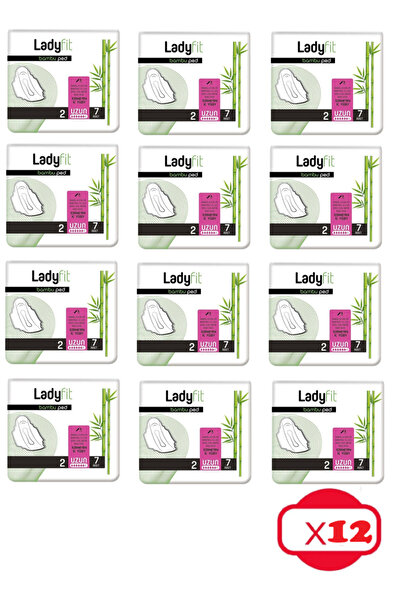 Lady Fit وسادات من الخيزران طويلة 7 قطع × 12 عبوة (84 قطعة)