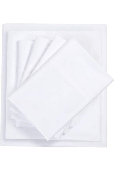 COM LIVING HOUSE BED SHEET WITH ELASTIC 280 X 280, RANFORCE COTTON, PLAIN WHITE