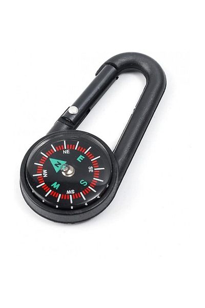 dalimag Compass Keychain with Carabiner, Plastic, 7 cm, Black