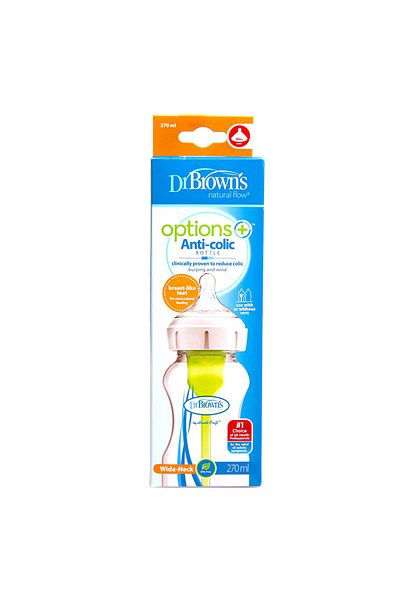 Dr.Brown's Db 91600 Dr Browns Options+ Wide Mouth Anti-Colic Pp Feeding Bottle 270 ml 0+ Months