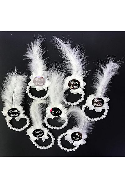 NLB TİCARET Pearl Bridesmaid Bracelet Silver Color Plexiglass White Otrishi 10 Pieces