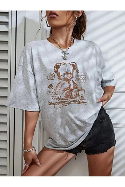 MARKATEM Μπλουζάκι με στάμπα panda unisex oversize