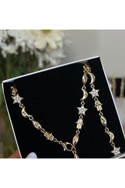 mibrillo قلادة على شكل حرف Y (قلادة على شكل نجمة القمر فاطمة الحظ)