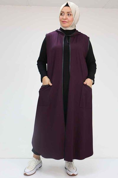 Eslina 54001 Large Size Waterport Piping Combed Cotton Vest - Purple
