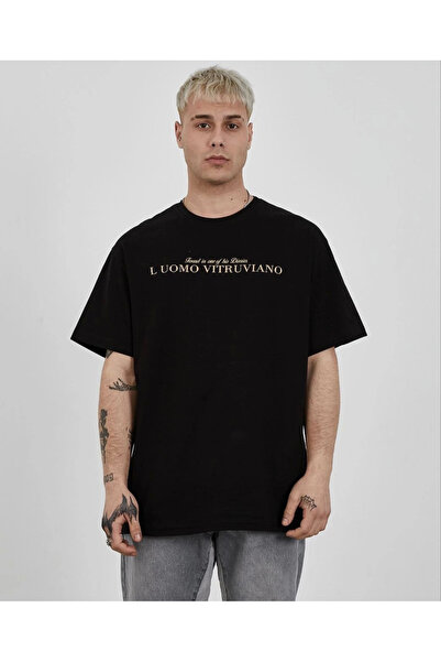 FREEDOM STOREE تي شيرت فيلمورا برقبة دائرية مطبوع قصة فضفاضة - أسود -