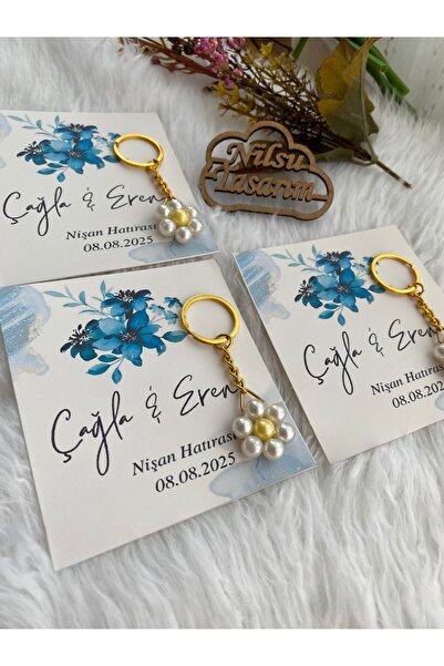 Nilsu Tasarım 15 Pieces Pearl Chamomile Keychain